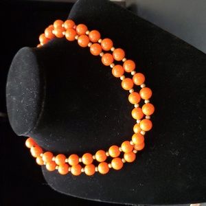 🔸️5/$25🔸️Vintage Double Layer Orange Beaded Neckace